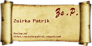 Zsirka Patrik névjegykártya